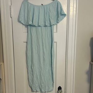 ASOS Light Blue Off-Shoulder Midi Dress